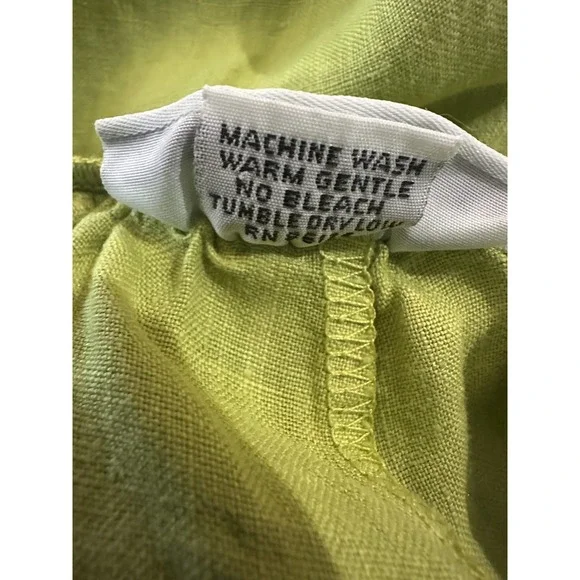 Bryn Walker 100% Linen Wide Leg Pull-On Pant Stretch Lagenlook Green Size Medium - Picture 7 of 12